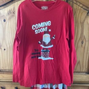 Men Jammies for your Families red Santa Christmas 2 piece pajamas size S